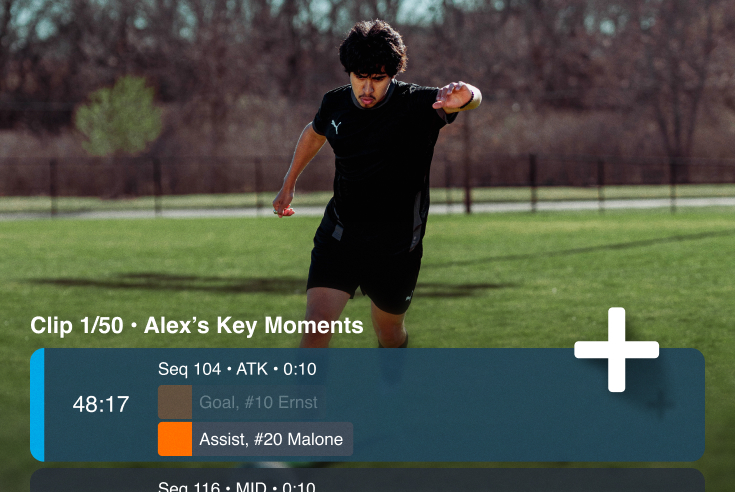 Photo of Alex practicing on his own, with an overlay depicting the ability to save videos to his own playlists